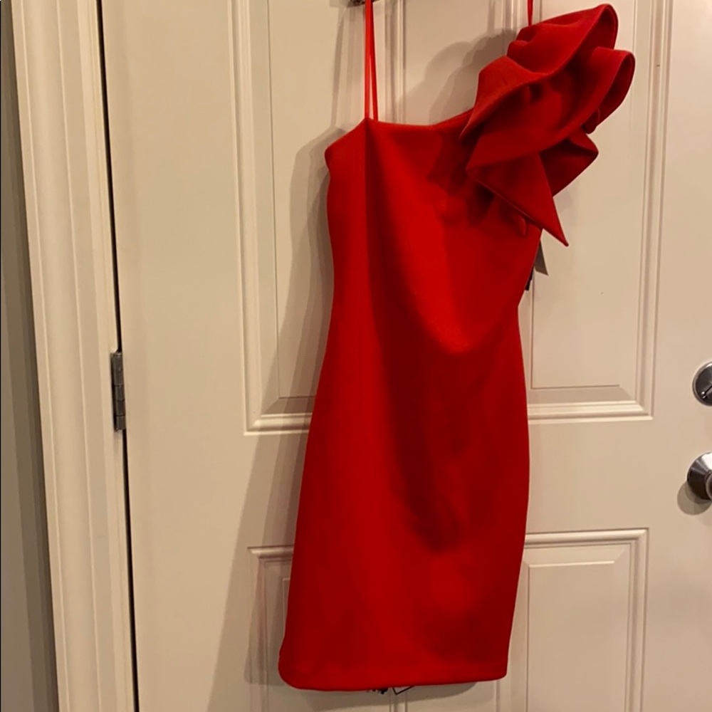 NWT Red ruffle strap cocktail dress